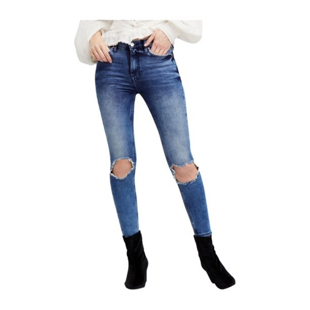 Free people high rise busted skinny jeans